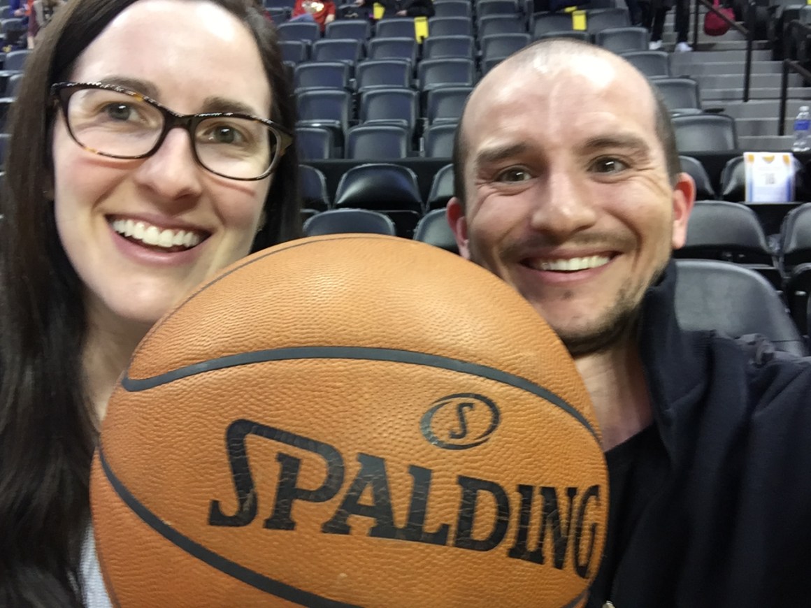 Holding the game ball 15 minutes before tip-off